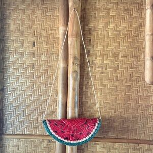 Vibrant Watermelon handmade Crossbody Straw Bag